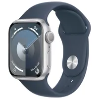 Apple Watch Series 9 (GPS) 41mm Silver Aluminium Case with Storm Blue Sport Band