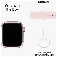 Apple Watch Series 9 (GPS) 41mm Pink Aluminium Case with Pink Sport Band - Small / Medium 130-180mm