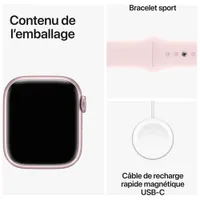 Apple Watch Series 9 (GPS) 41mm Pink Aluminium Case with Pink Sport Band - Small / Medium 130-180mm