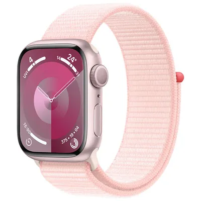 Apple Watch Series 9 (GPS) 41mm Pink Aluminium Case with Light Pink Sport Loop - Small