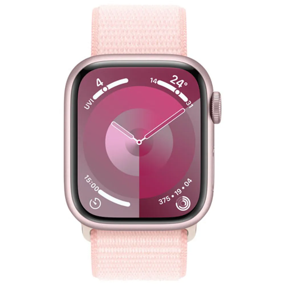 Apple Watch Series 9 (GPS) 41mm Pink Aluminium Case with Light Pink Sport Loop - Small