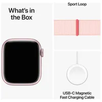 Apple Watch Series 9 (GPS) 41mm Pink Aluminium Case with Light Pink Sport Loop - Small