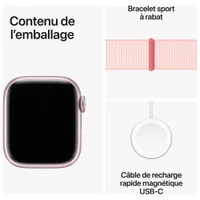 Apple Watch Series 9 (GPS) 41mm Pink Aluminium Case with Light Pink Sport Loop - Small