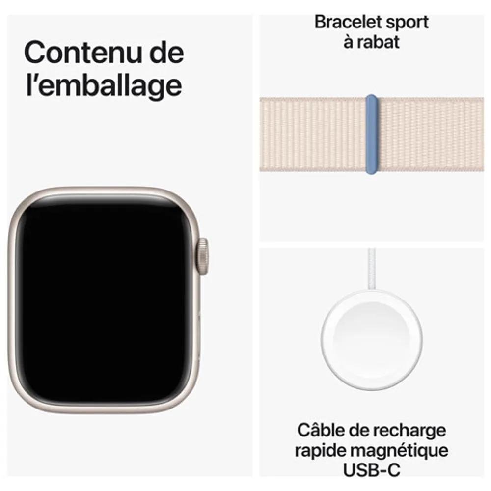 Apple Watch Series 9 (GPS) 45mm Starlight Aluminium Case with Starlight Sport Loop - Small