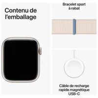 Apple Watch Series 9 (GPS) 45mm Starlight Aluminium Case with Starlight Sport Loop - Small