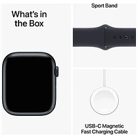 Apple Watch Series 9 (GPS) 45mm Midnight Aluminium Case with Midnight Sport Band - Medium / Large 160-210mm