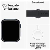 Apple Watch Series 9 (GPS) 45mm Midnight Aluminium Case with Midnight Sport Band - Medium / Large 160-210mm