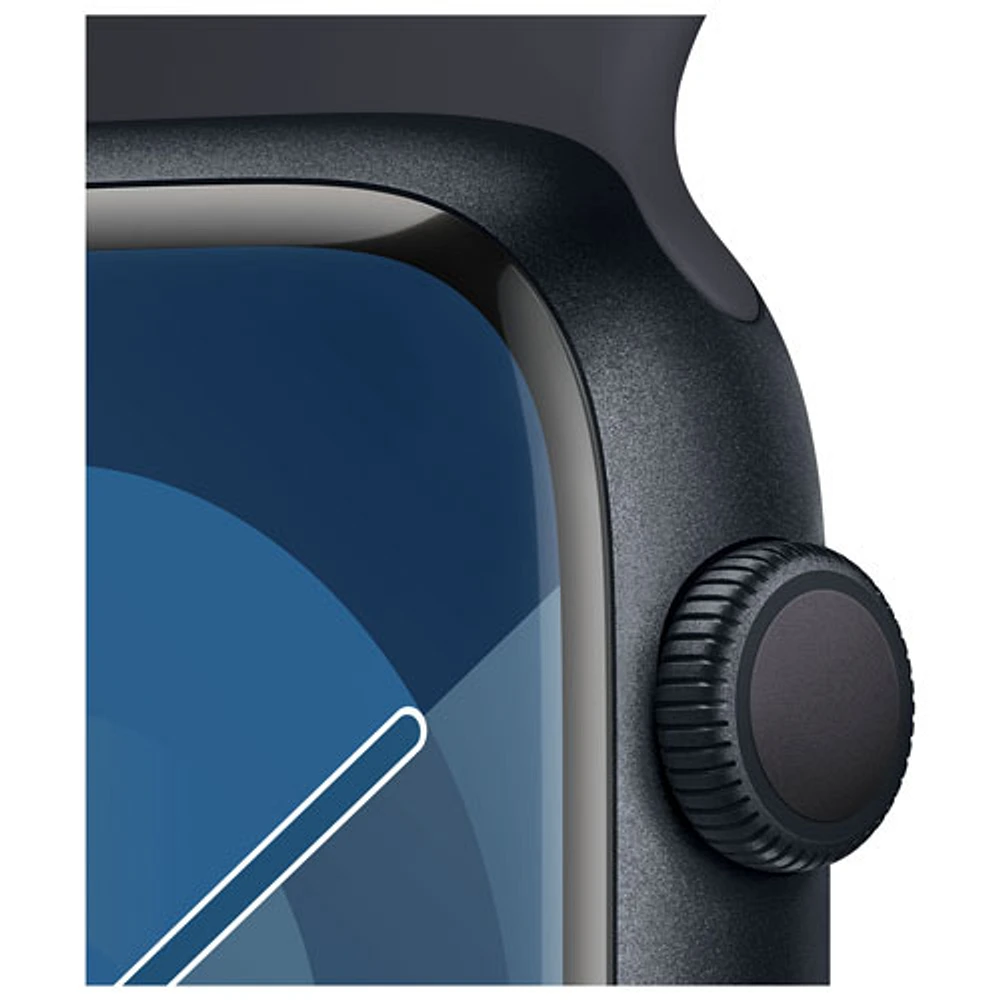 Apple Watch Series 9 (GPS) 45mm Midnight Aluminium Case with Midnight Sport Band - Medium / Large 160-210mm