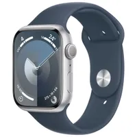 Apple Watch Series 9 (GPS) 45mm Silver Aluminium Case with Storm Blue Sport Band