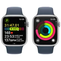 Apple Watch Series 9 (GPS) 45mm Silver Aluminium Case with Storm Blue Sport Band