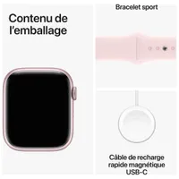 Apple Watch Series 9 (GPS) 45mm Pink Aluminium Case with Pink Sport Band