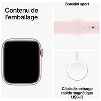 Apple Watch Series 9 (GPS) 45mm Pink Aluminium Case with Pink Sport Band - Medium / Large 160-210mm