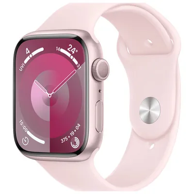 Apple Watch Series 9 (GPS) 45mm Pink Aluminium Case with Light Pink Sport Loop - Small