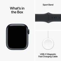 Apple Watch Series 9 (GPS + Cellular) 41mm Midnight Aluminum Case with Midnight Sport Band - Medium / Large 150-200mm