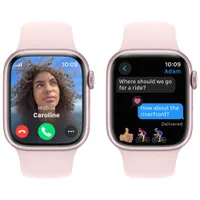 Apple Watch Series 9 (GPS + Cellular) 41mm Pink Aluminum Case with Light Pink Sport Band - Small / Medium 130-180mm