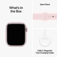 Apple Watch Series 9 (GPS + Cellular) 41mm Pink Aluminum Case with Light Pink Sport Band - Small / Medium 130-180mm