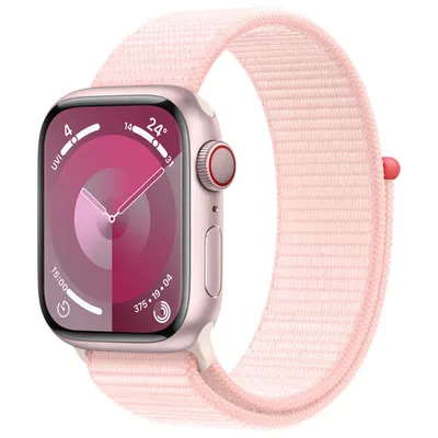 Apple Watch Series 9 (GPS + Cellular) 41mm Pink Aluminum Case with Light Pink Sport Loop - Small