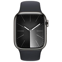 Apple Watch Series 9 (GPS + Cellular) 41mm Graphite Stainless Steel Case with Midnight Sport Band - Small / Medium 130-180mm