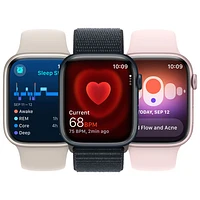 Apple Watch Series 9 (GPS + Cellular) avec boîtier de mm en acier inoxydable graphite et bracelet sport minuit