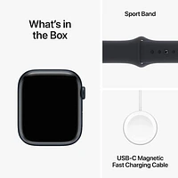 Apple Watch Series 9 (GPS + Cellular) 45mm Midnight Aluminium Case with Midnight Sport Band - Medium / Large 160-210mm