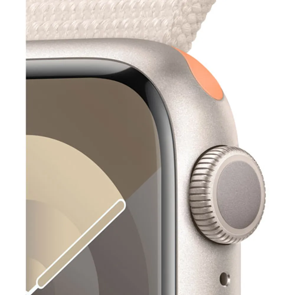 Apple Watch Series 9 (GPS) 41mm Starlight Aluminium Case with Starlight Sport Loop - Small