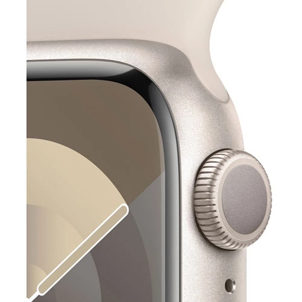 Apple Watch Series 9 (GPS) 41mm Starlight Aluminium Case with Starlight Sport Band - Small / Medium 130-180mm