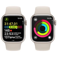 Apple Watch Series 9 (GPS) 41mm Starlight Aluminium Case with Starlight Sport Band - Small / Medium 130-180mm