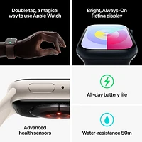 Apple Watch Series 9 (GPS) 41mm Starlight Aluminium Case with Starlight Sport Band - Small / Medium 130-180mm