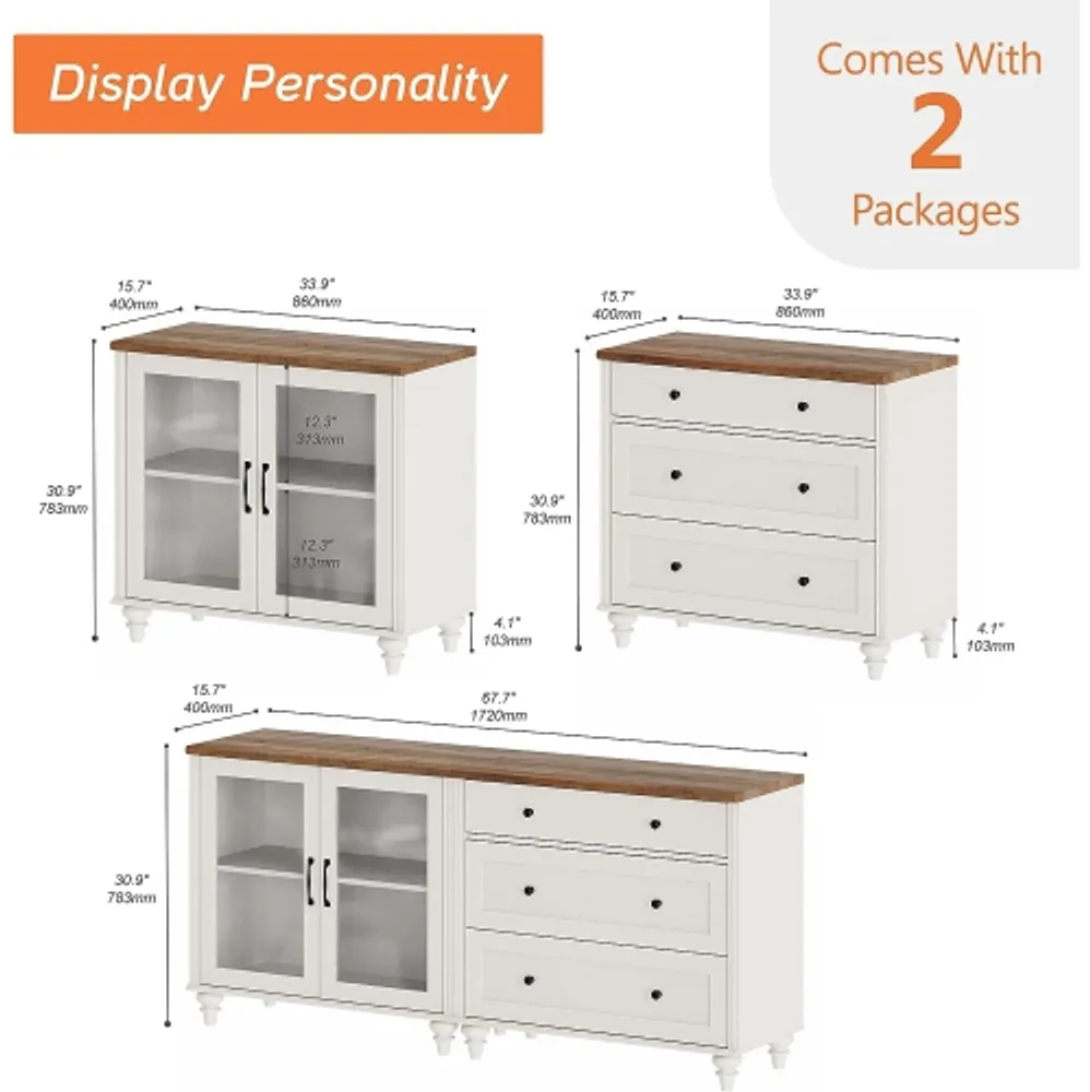  WAMPAT Dresser for Bedroom with 3 Drawers, White Kids