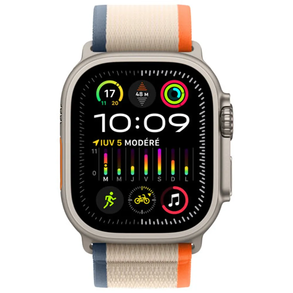 Apple Watch Ultra 2 (GPS + Cellular) 49mm Titanium Case with Orange Beige Trail Loop - Small / Medium 130-180mm