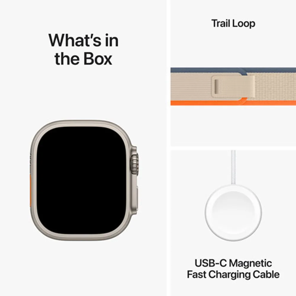 Apple Watch Ultra 2 (GPS + Cellular) 49mm Titanium Case with Orange Beige Trail Loop - Small / Medium 130-180mm