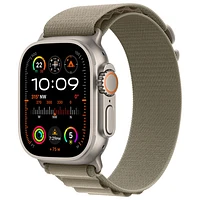 Apple Watch Ultra 2 (GPS + Cellular) 49mm Titanium Case with Olive Alpine Loop - Small 130-160mm