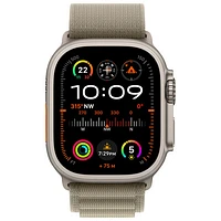 Apple Watch Ultra 2 (GPS + Cellular) 49mm Titanium Case with Olive Alpine Loop - Small 130-160mm