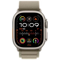 Apple Watch Ultra 2 (GPS + Cellular) 49mm Titanium Case with Olive Alpine Loop - Small 130-160mm