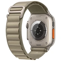 Apple Watch Ultra 2 (GPS + Cellular) 49mm Titanium Case with Olive Alpine Loop - Small 130-160mm