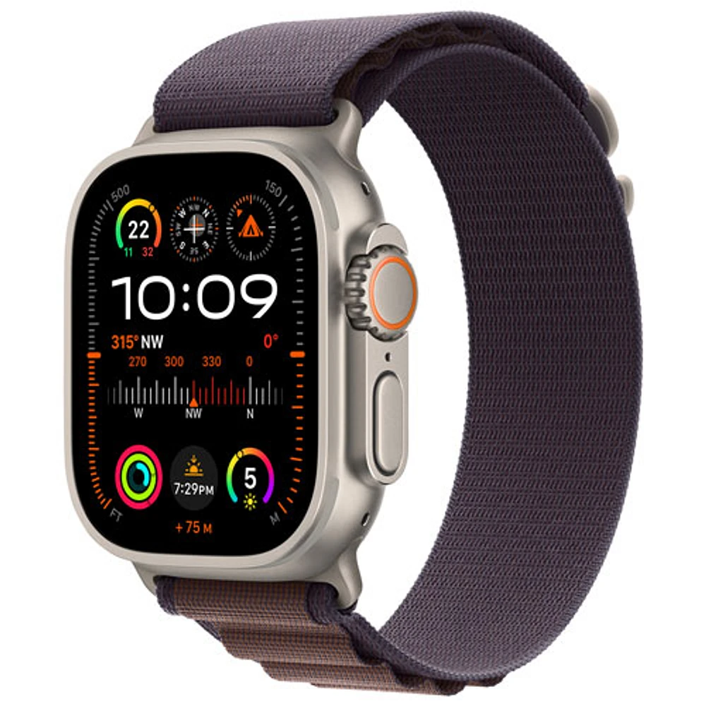 Apple Watch Ultra 2 (GPS + Cellular) 49mm Titanium Case with Indigo Alpine Loop - Large 165-210mm