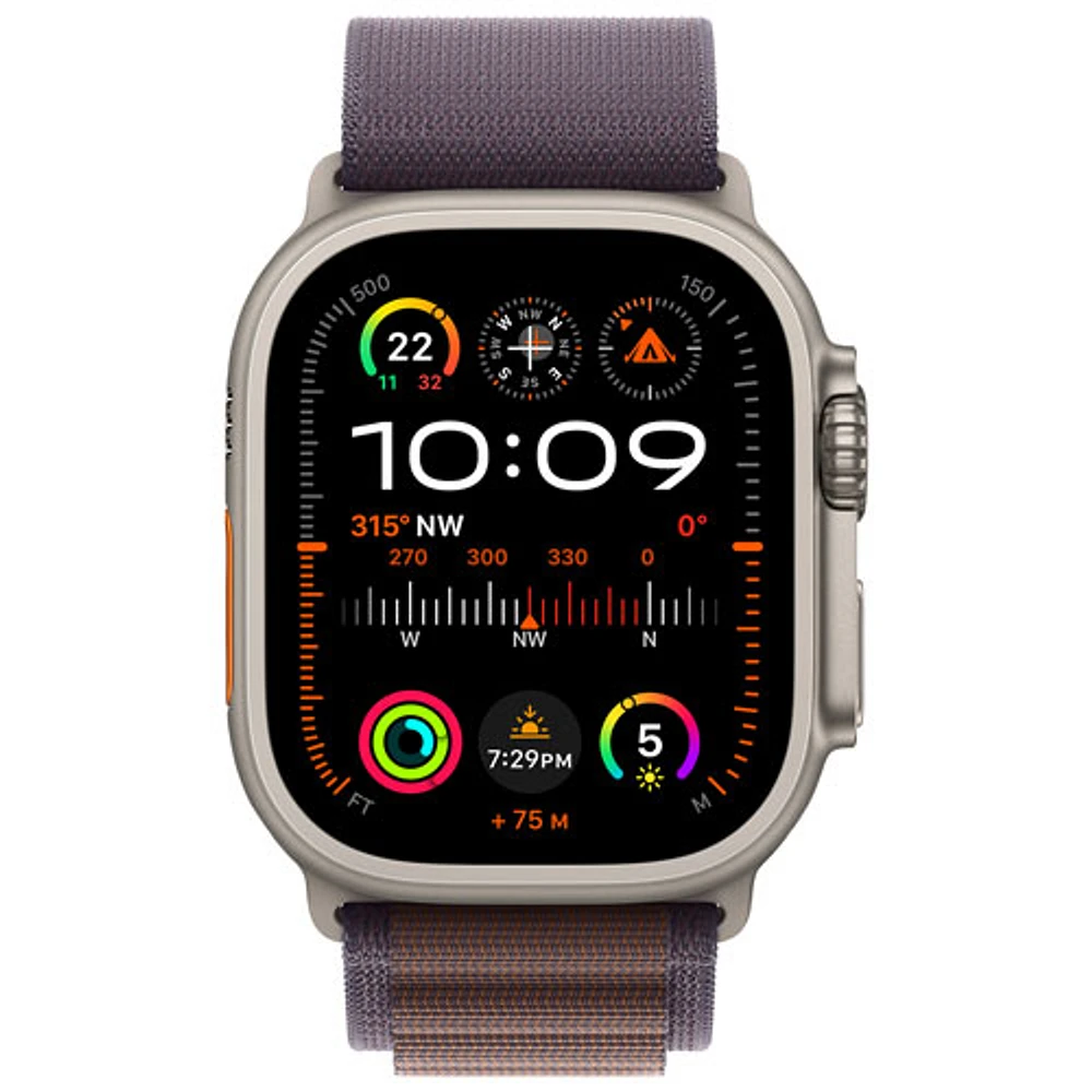 Apple Watch Ultra 2 (GPS + Cellular) 49mm Titanium Case with Indigo Alpine Loop - Medium 145-190mm