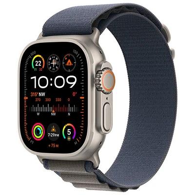 Apple Watch Ultra 2 (GPS + Cellular) avec boîtier de 49 mm en titane et bracelet Alpin bleu - Petit 130-160 mm