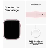 Apple Watch Series 9 (GPS + Cellular) 45mm Pink Aluminum Case with Light Pink Sport Band - Medium/Large 160-210mm