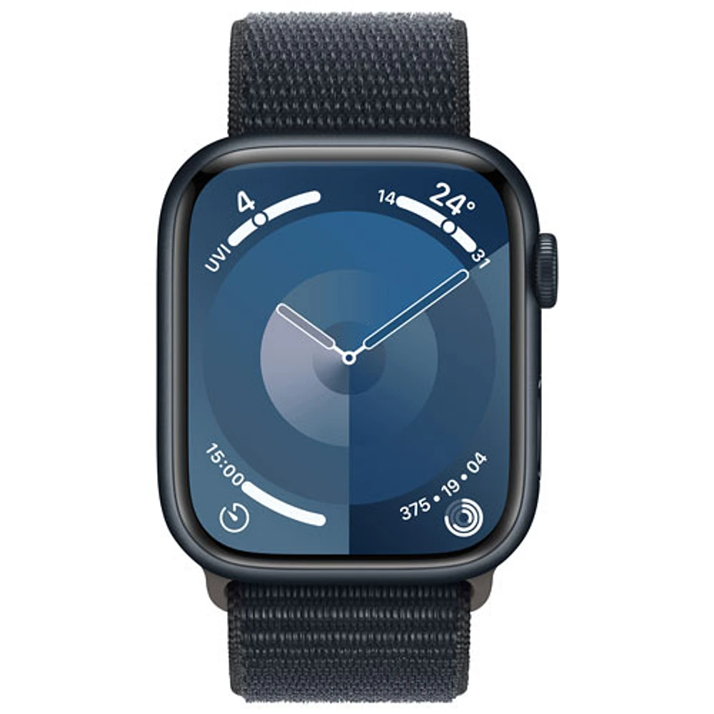 Apple Watch Series 9 (GPS + Cellular) 45mm Midnight Aluminum Case with Midnight Sport Loop