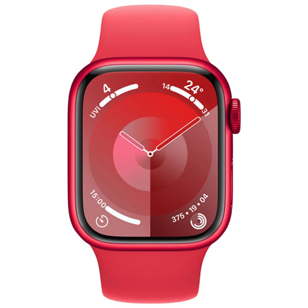 Apple Watch Series 9 (GPS) 41mm (PRODUCT)RED Aluminum Case with (PRODUCT)RED Sport Band - Medium/Large 150-200mm