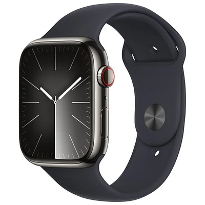 Apple Watch Series 9 (GPS + Cellular) 45mm Graphite Stainless Steel Case with Midnight Sport Band - Small/Medium 140-190mm