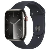 Apple Watch Series 9 (GPS + Cellular) 45mm Graphite Stainless Steel Case with Midnight Sport Band - Small/Medium 140-190mm