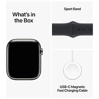 Apple Watch Series 9 (GPS + Cellular) 45mm Graphite Stainless Steel Case with Midnight Sport Band - Small/Medium 140-190mm