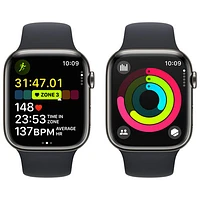 Apple Watch Series 9 (GPS + Cellular) 45mm Graphite Stainless Steel Case with Midnight Sport Band - Small/Medium 140-190mm