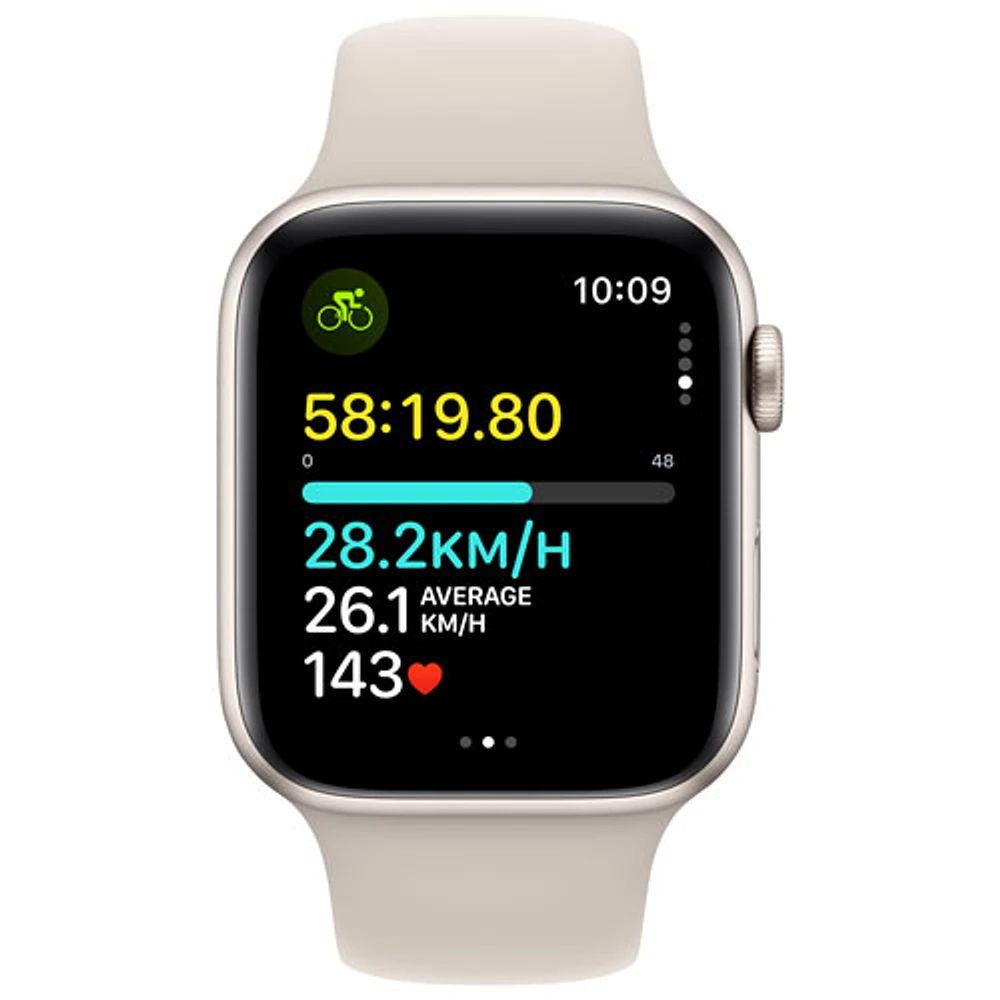 Apple Watch SE (GPS) 44mm Starlight Aluminum Case with Starlight Sport Band - Medium / Large