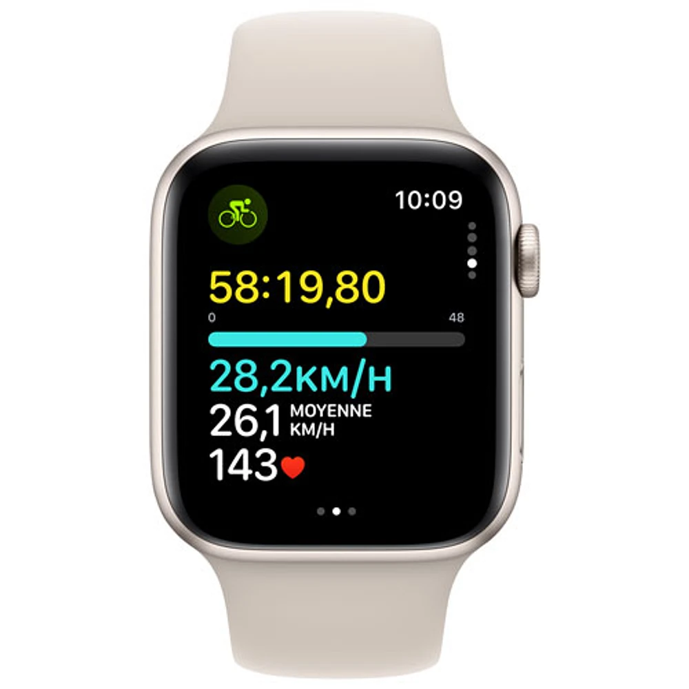 Apple Watch SE (GPS) 44mm Starlight Aluminum Case with Starlight Sport Band - Medium / Large