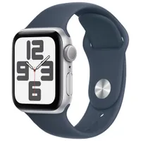 Apple Watch SE (GPS) 40mm Silver Aluminum Case with Storm Blue Sport Band