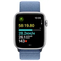 Apple Watch SE (GPS) 44mm Silver Aluminum Case with Winter Blue Sport Band