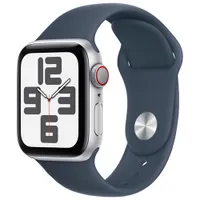 Apple Watch SE (GPS + Cellular) 40mm Silver Aluminum Case with Storm Blue Sport Band